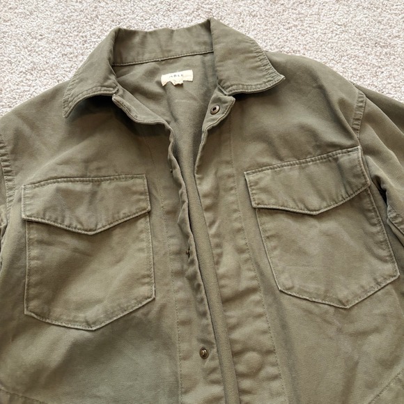 ABLE Lucia Military Jacket Womens XS Green Canvas Chore Coat Utility - Picture 2 of 7